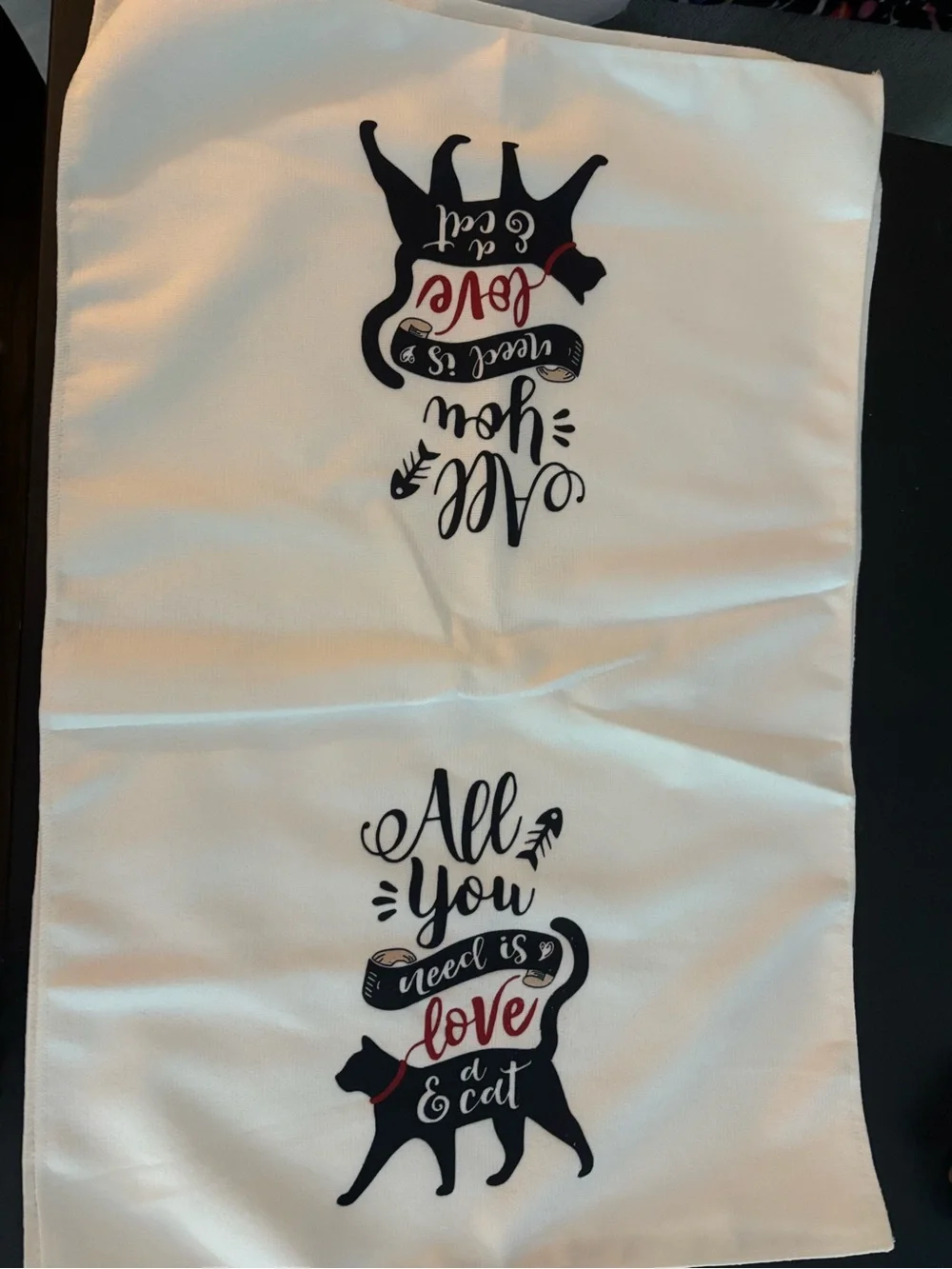 4 Funny Cat saying hand towels! White color and unused